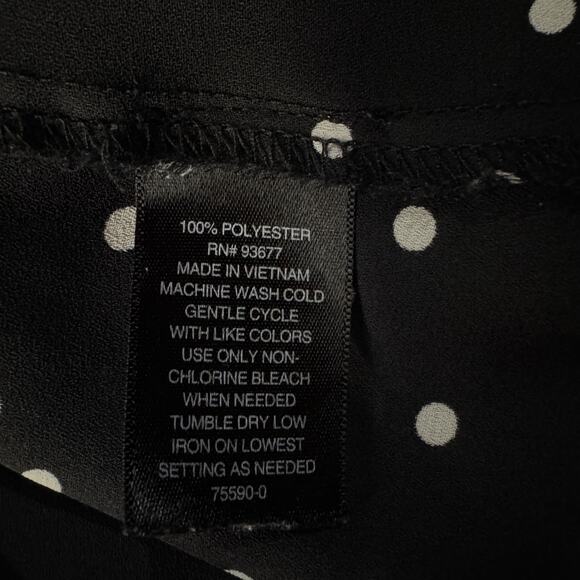 Worthington X-Large Top Polka Dot Long Flared Sleeves Keyhole Semi-Sheer Black - Picture 10 of 10